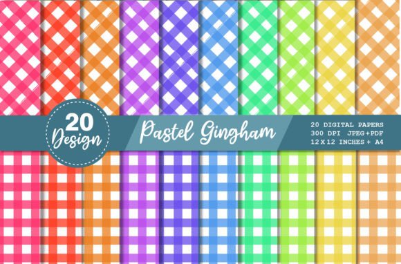Download 20 Pastel Gingham Digital Paper Pattern - Premium Resources